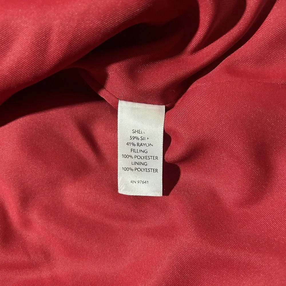 Vintage J Jill Red Silk Jacket Mandarin Collar Size Medium